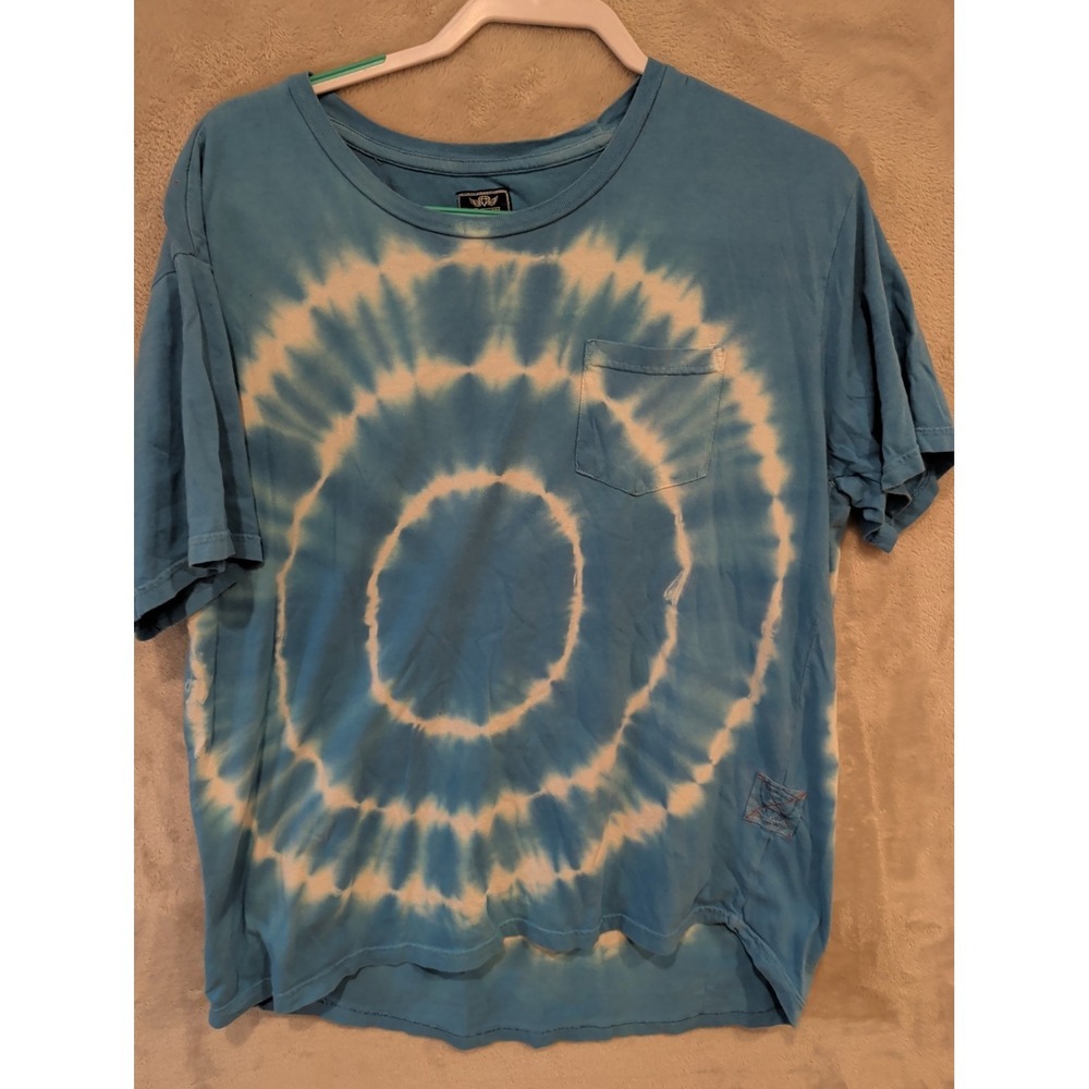 Black Jack Tie Dye T-Shirt Mens Large Blue Spiral Pocket Graphic Tee - Picture 1 of 6